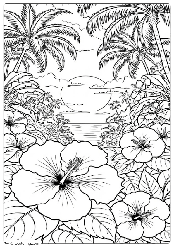 Hibiscus Flower Coloring Pages (2)