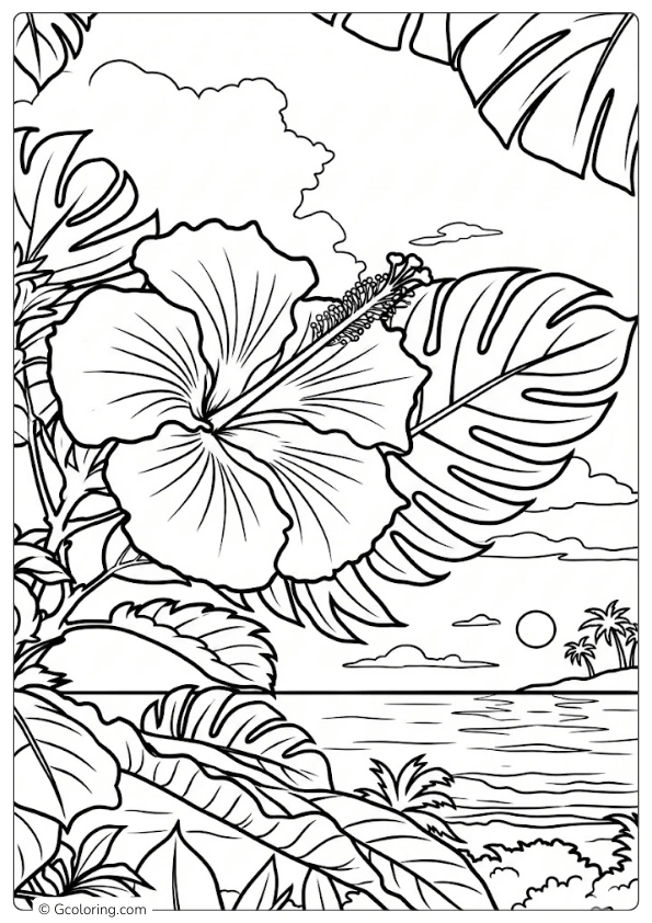 Hibiscus Flower Coloring Pages