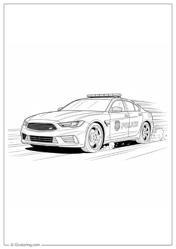 High Speed Police Car Coloring Page