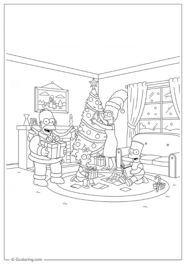 Holiday Scene coloring pages the simpsons