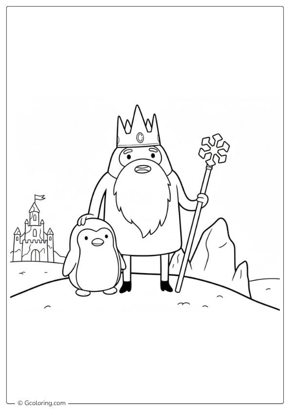 Ice King and Penguins – Adventure Time Coloring Pages