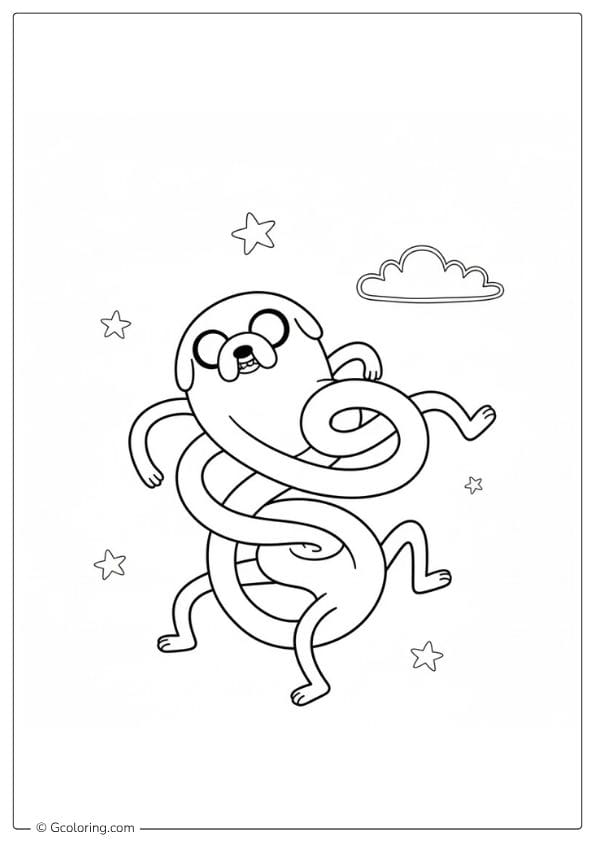 Jake Stretching Fun – Adventure Time Coloring Pages