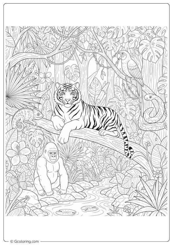 Jungle nature coloring pages