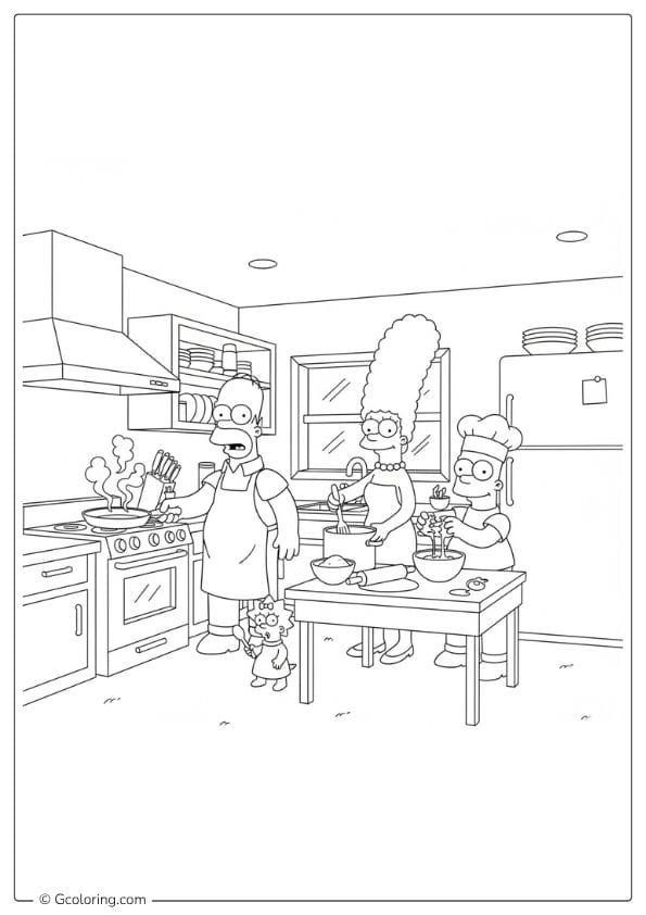 Kitchen Time coloring pages the simpsons