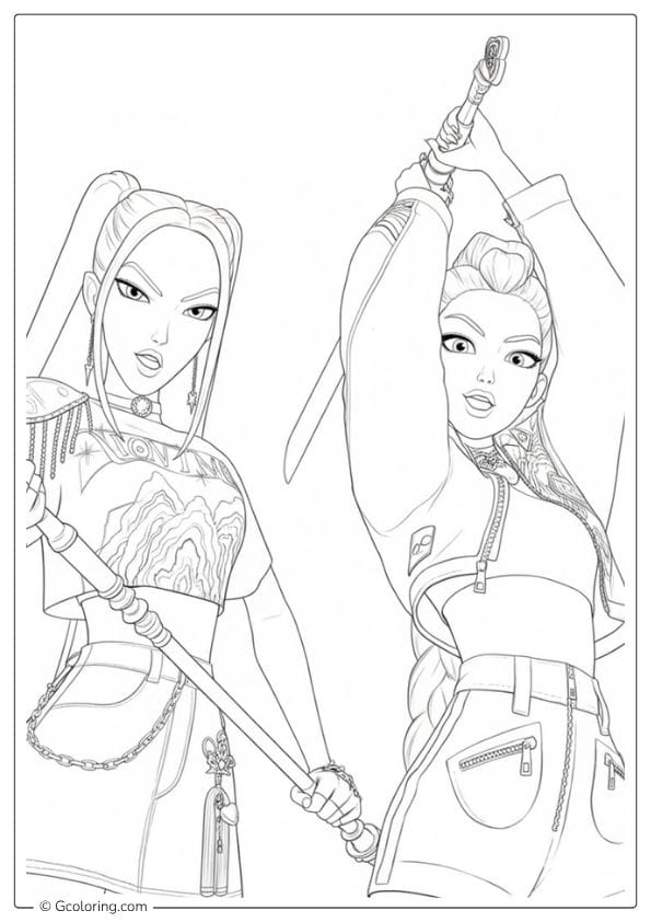 Kpop Demon Hunters Coloring Pages Chibi Fighter