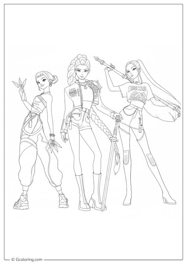 Kpop Demon Hunters Coloring Pages Girl Hunter