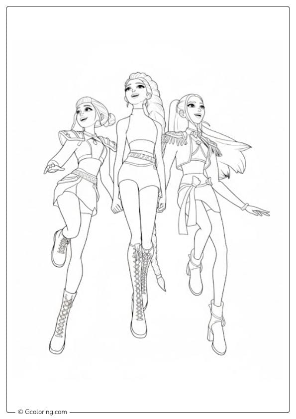Kpop Demon Hunters Coloring Pages Power Jump