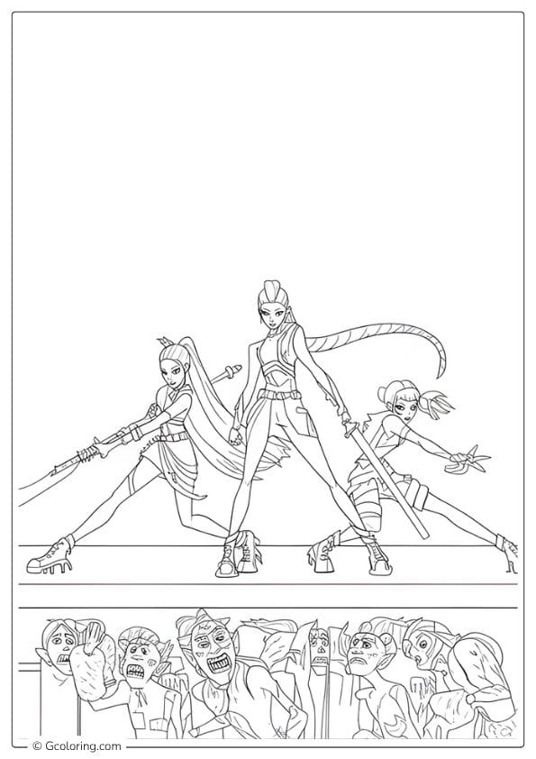 Kpop Demon Hunters Coloring Pages Twin Blades