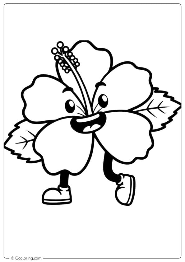 Living Color Hibiscus Flower Coloring Page