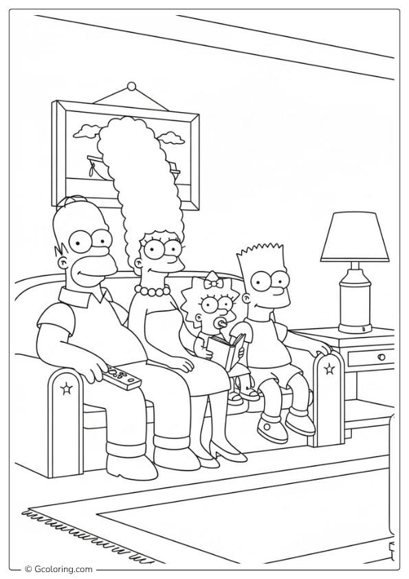Living Room coloring pages the simpsons