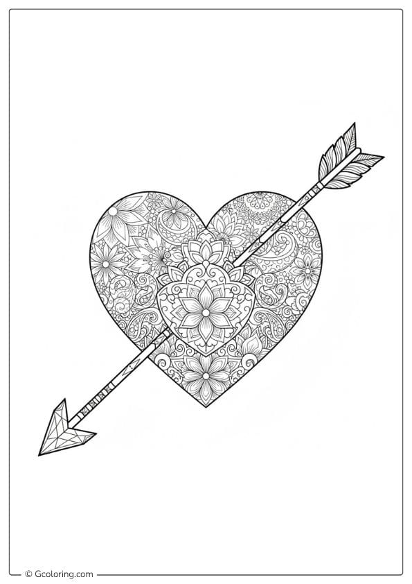 Love Arrow Floral Art – love coloring pages for adults