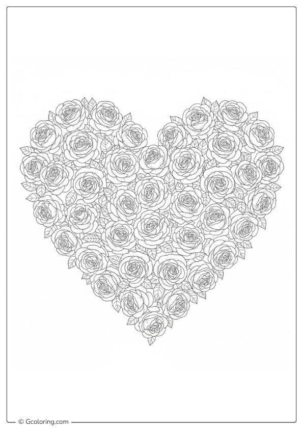 Love Roses Cluster – love coloring pages for adults