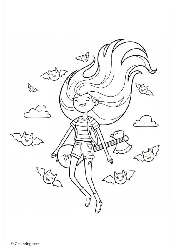 Marceline Floating – Adventure Time Coloring Pages
