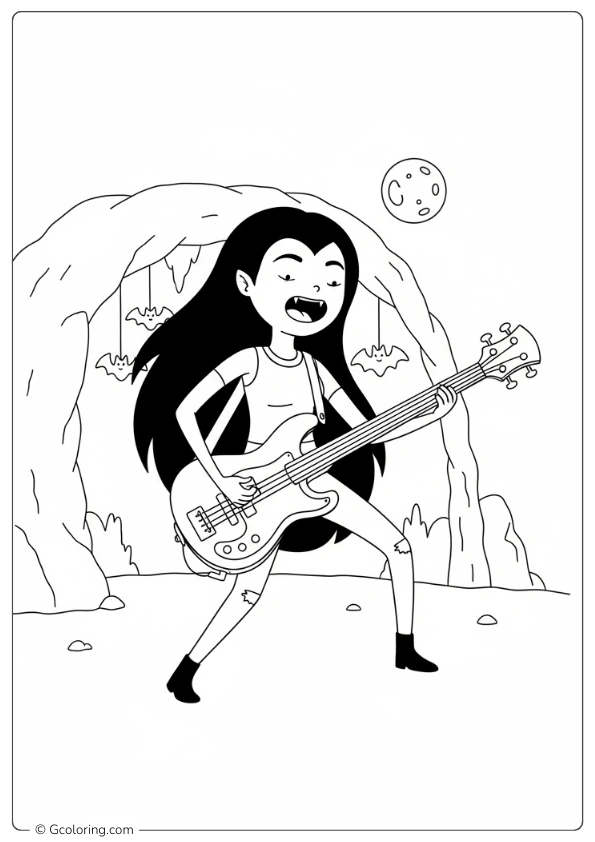 Marceline playing her bass guitar