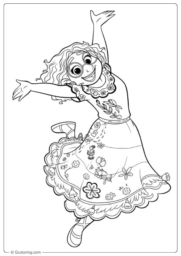 Mirabel Dancing Outline encanto coloring pages
