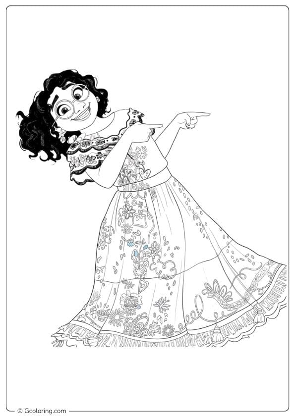 Mirabel Pointing Outline encanto coloring page