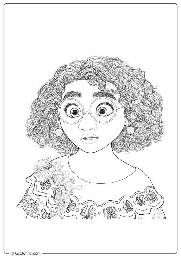 Mirabel Surprised Outline encanto coloring pages