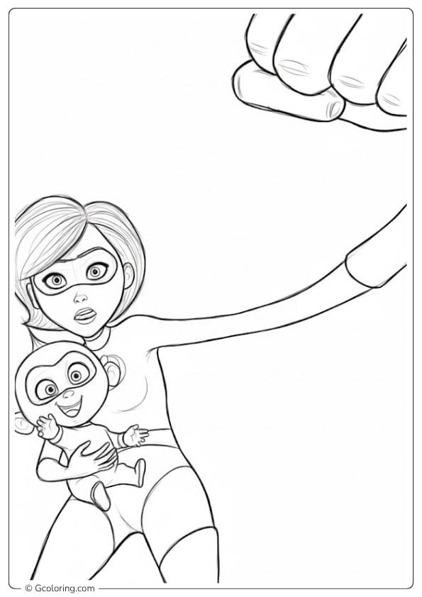 Mother and Son Incredibles Coloring Pages Outline