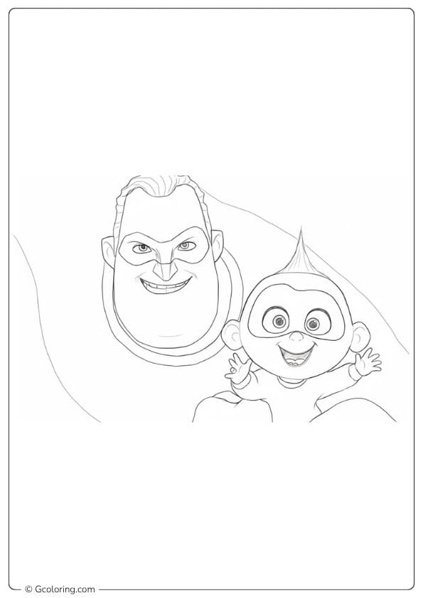 Mr Incredible and Jack Jack Coloring Pages