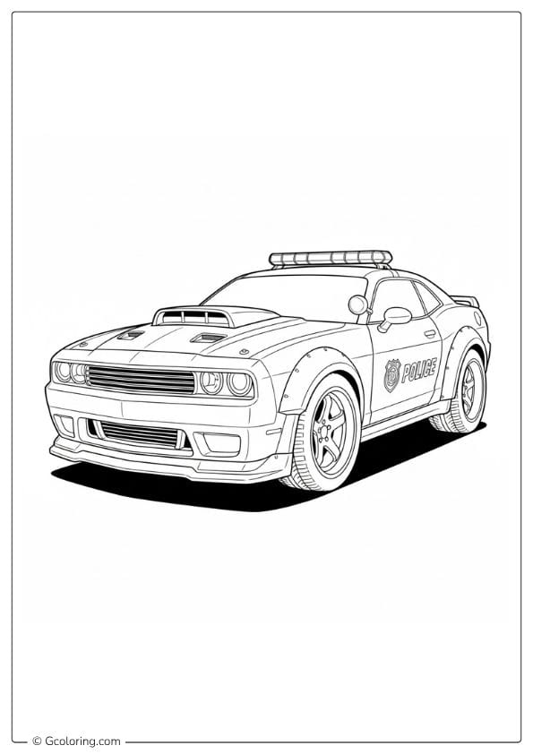 Muscle Police Car Coloring Page