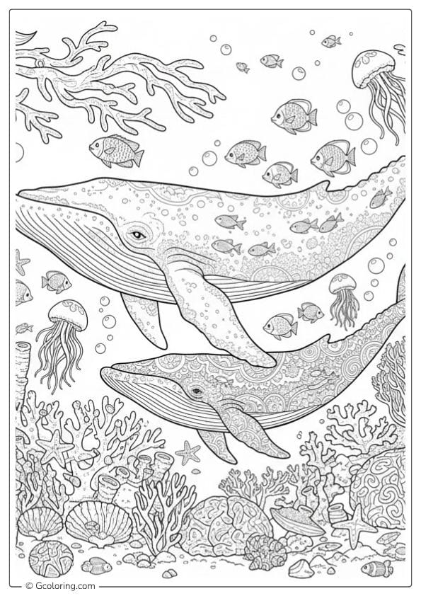 Ocean Creatures Adult Coloring Pages