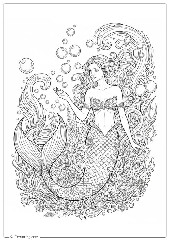 Ocean Spirit Adult Mermaid Coloring Pages