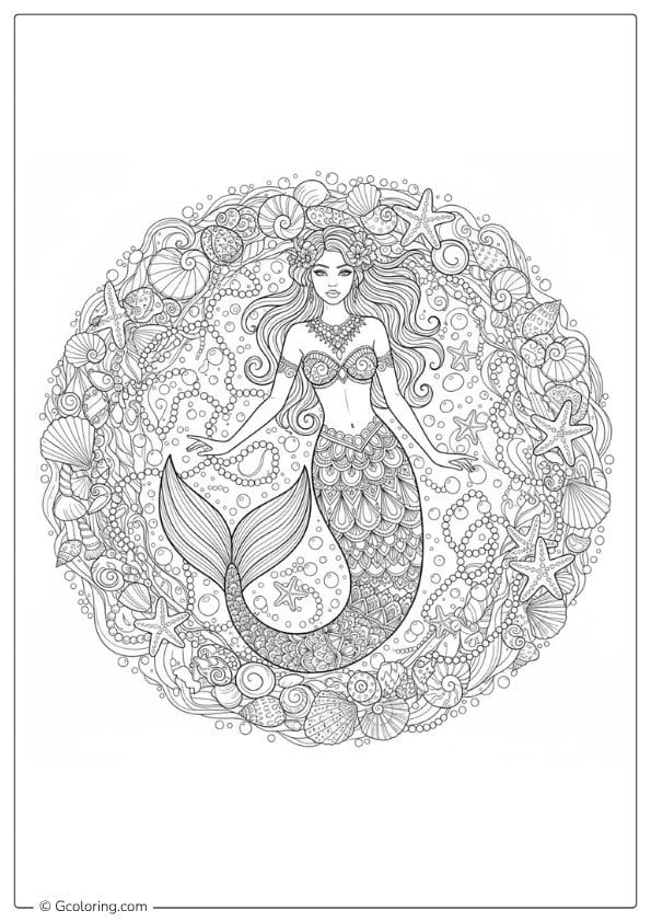 Ornamental Adult Mermaid Coloring Pages