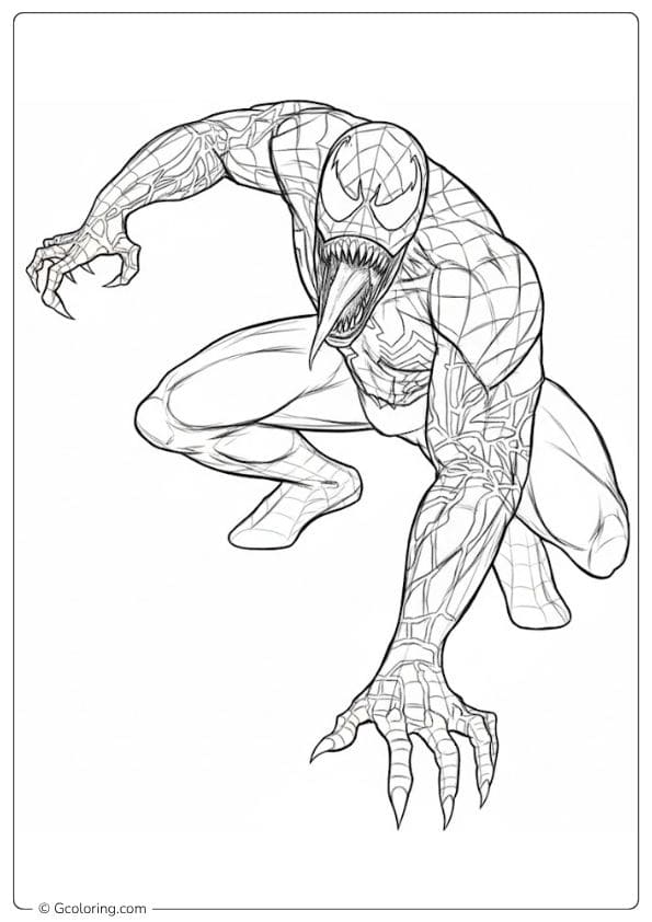 Outline Sketch Black Suit Spiderman and Venom Coloring Pages