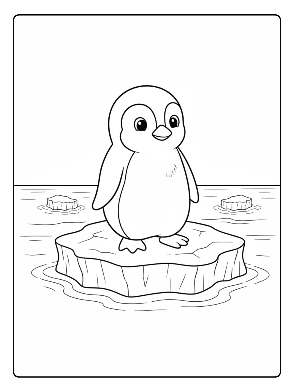 Penguin on Iceberg Coloring Pages Animals