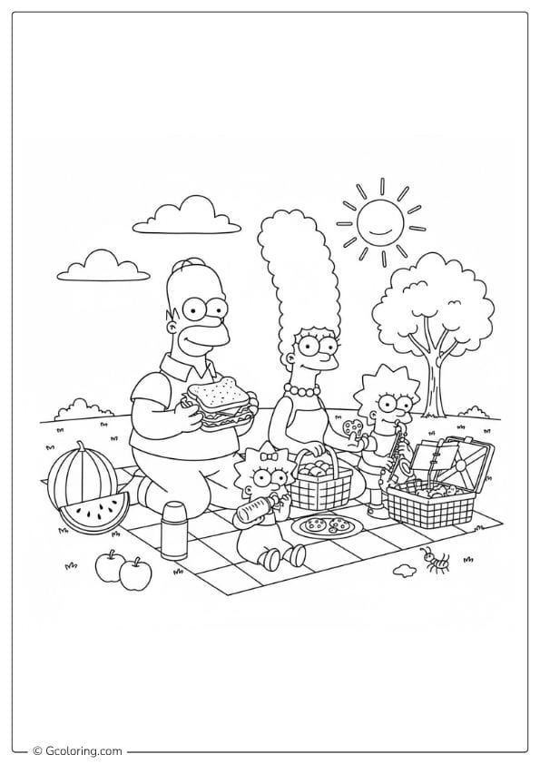 Picnic coloring pages the simpsons