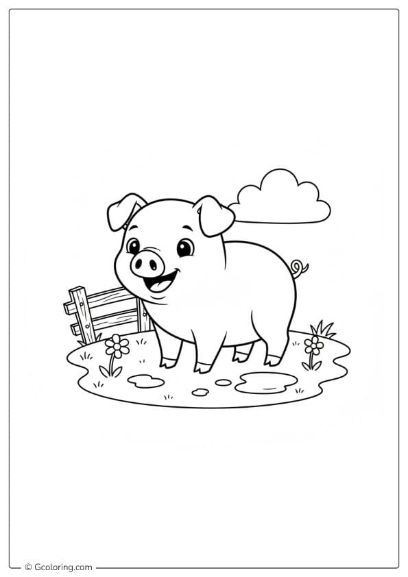 Pig Cute Coloring Pages Animals