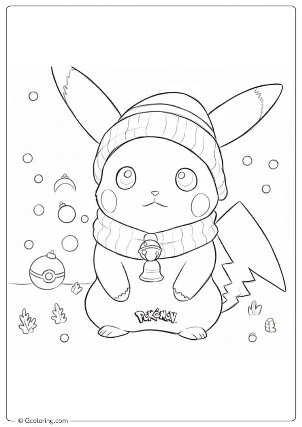 Pikachu and Charmander with Christmas Stockings Simple Outline for Pokemon Christmas Coloring Pages
