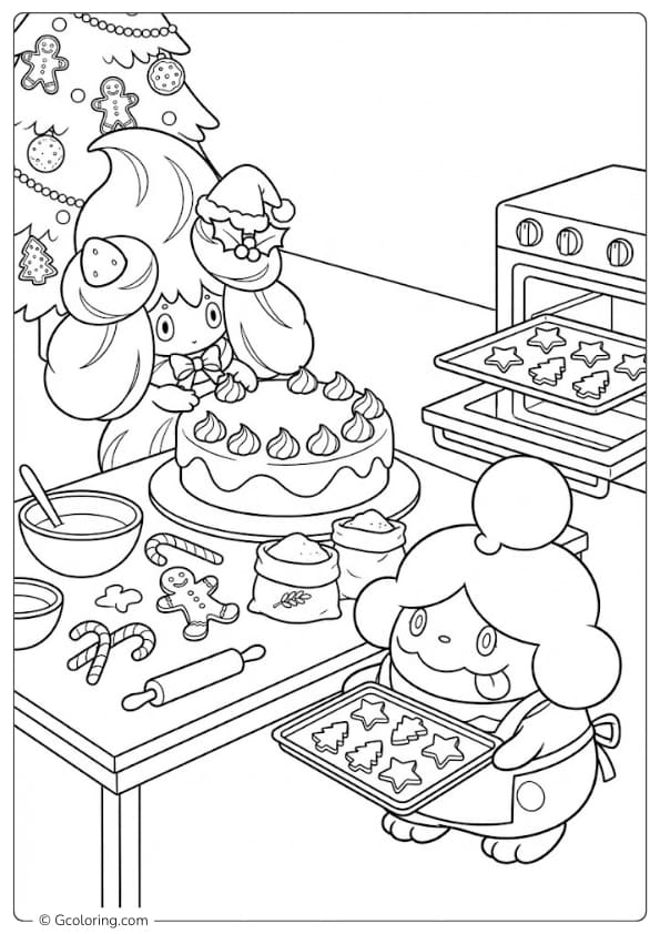 Pokémon Christmas Bakery Coloring Pages