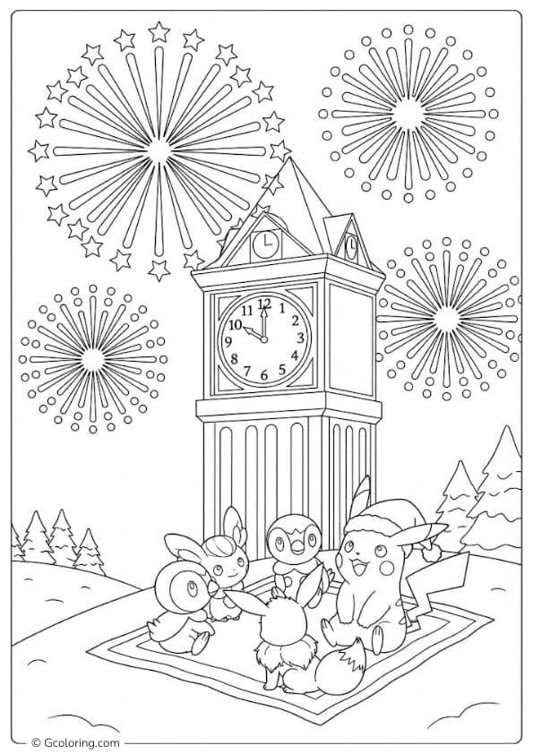 Pokémon Christmas Night Countdown Coloring Pages