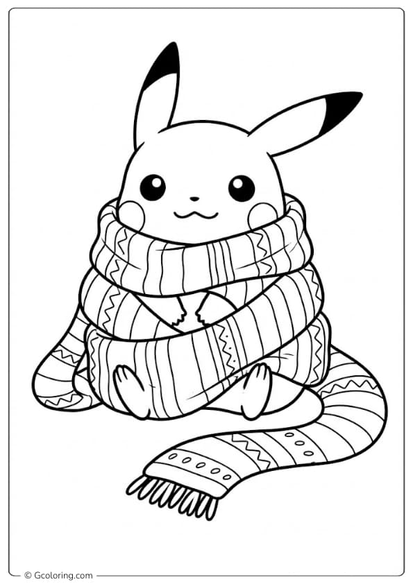 Pokémon Wrapped in a Scarf Too Big Coloring Pages