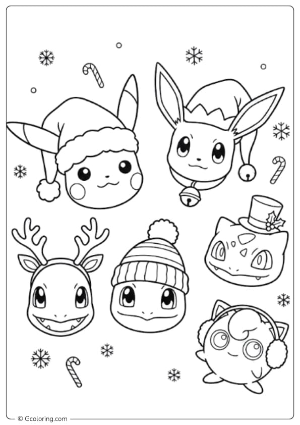 Pokémon is wearing the wrong Christmas hat Coloring Pages