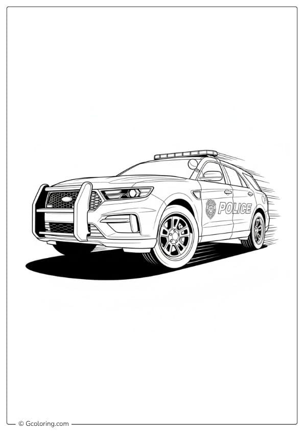 Police Car Perspective View Coloring Page