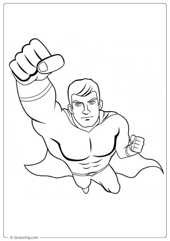 Powerful Superman Stance Line Art for Superhero Coloring Pages