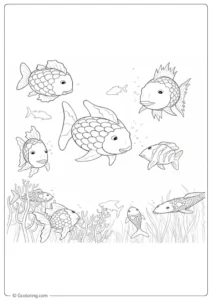 Rainbow Fish Coloring Page With Coral Reef Friends