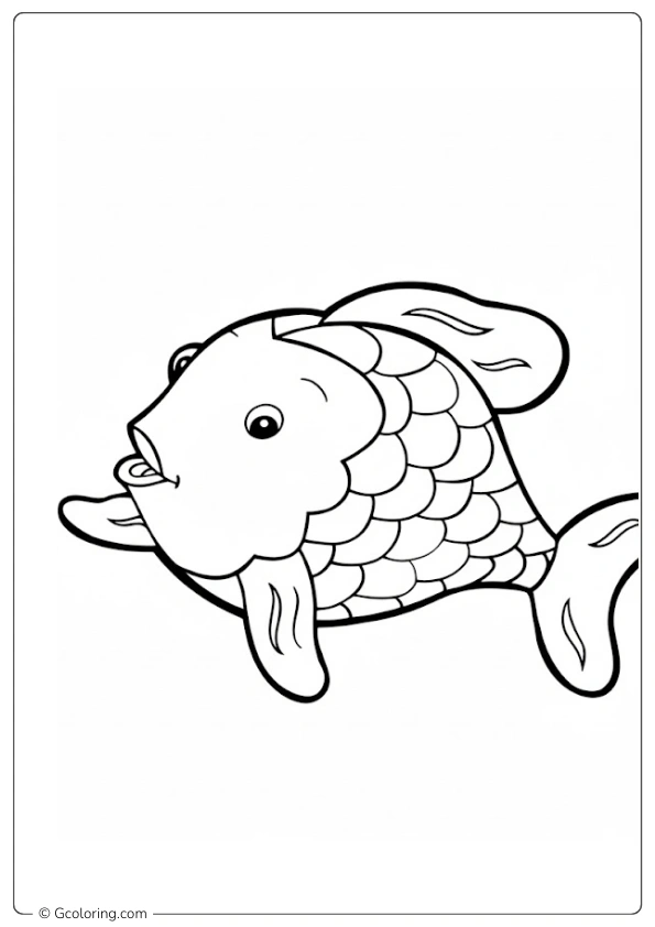 Rainbow Fish Coloring Page is easy to color.