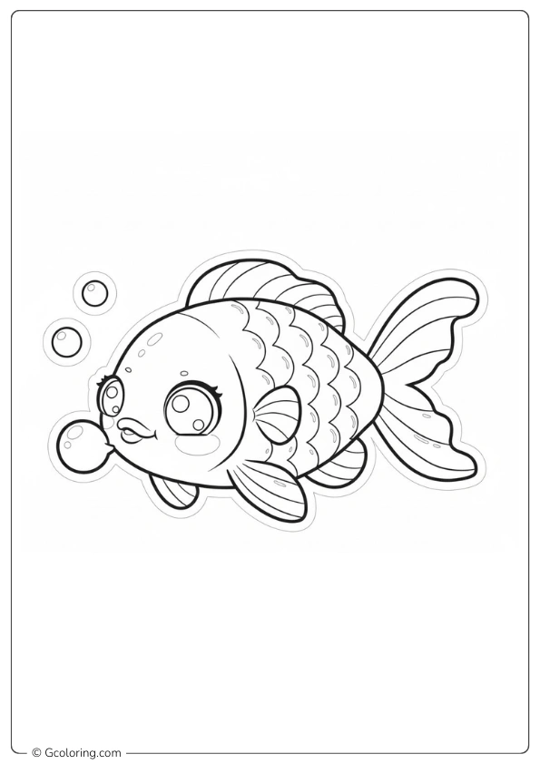 Rainbow Fish Coloring Page Blows Bubbles
