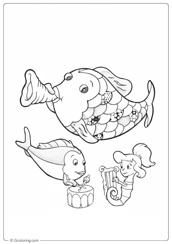 Rainbow Fish Coloring Page band