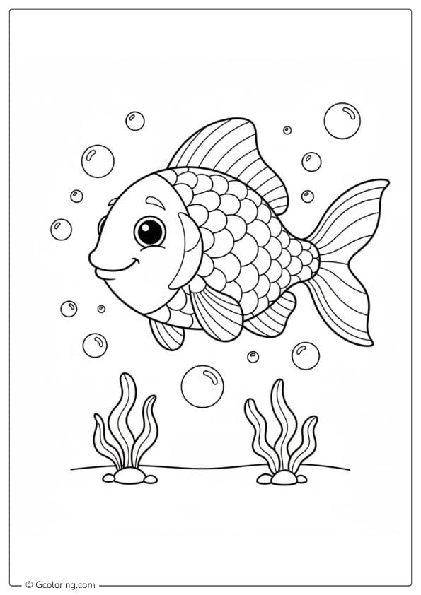 Rainbow Fish Coloring Page Outline