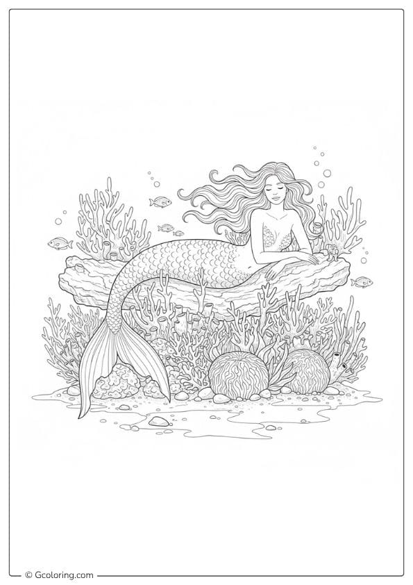 Relaxing Adult Mermaid Coloring Pages