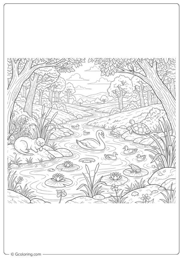 River nature coloring pages