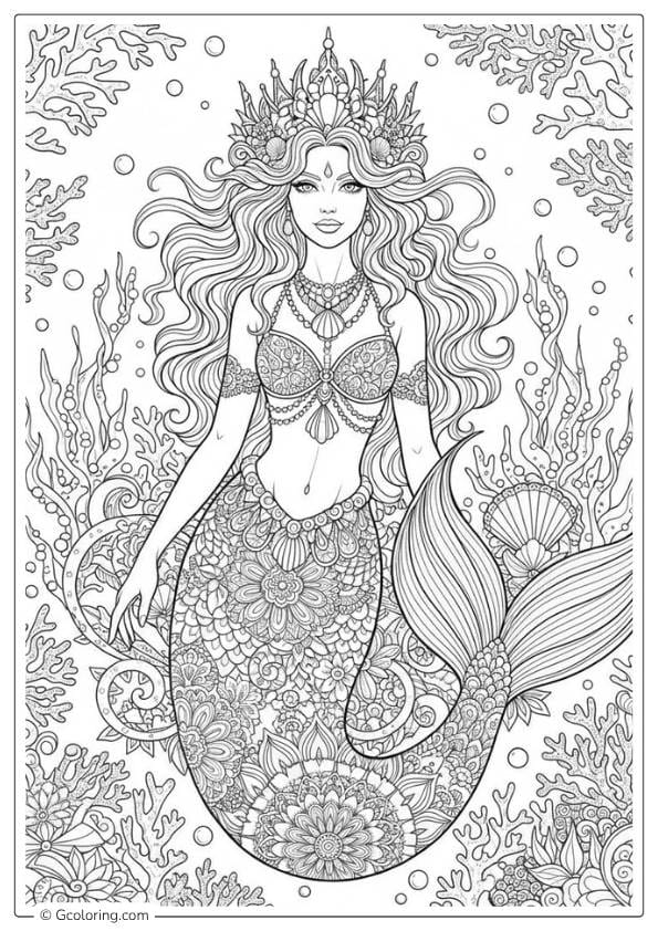 Royal Adult Mermaid Coloring Pages
