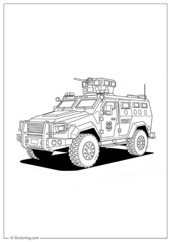 SWAT Police Car Coloring Page
