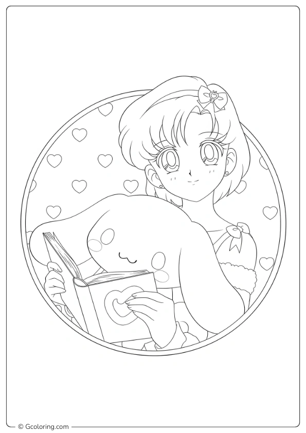 Sailor Mercury (Ami Mizuno) holding Cinnamoroll Coloring Pages
