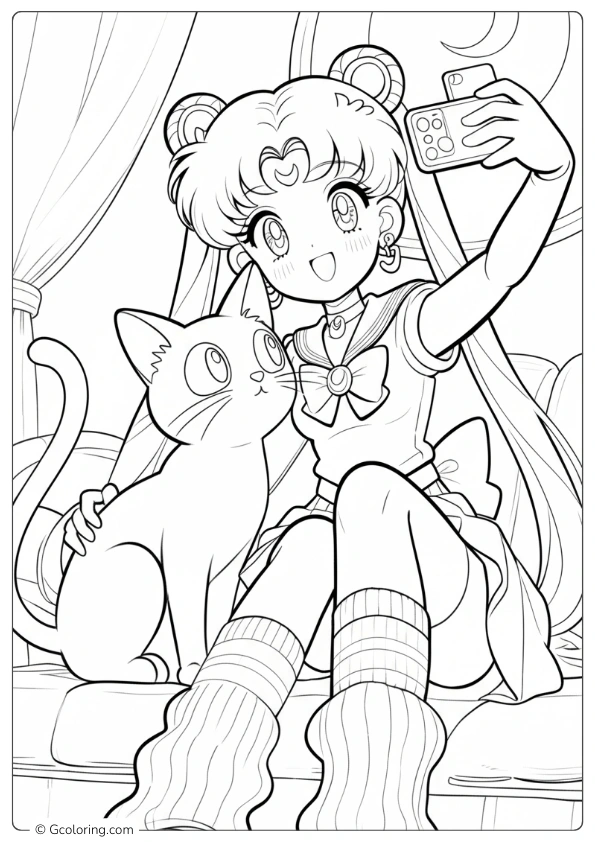 Sailor Moon Coloring Pages Moon Sitting