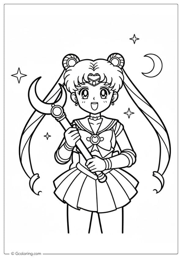 Sailor Moon Coloring Pages Crescent Wand